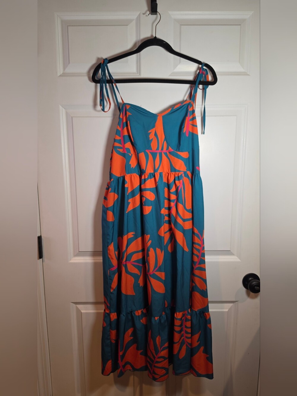 Shein Curve Sleeveless Teal and Orange Floral Maxi Dress 1XL